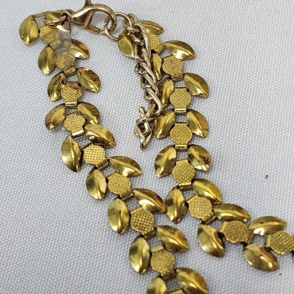 ​Vintage Multicolor Rhinestone Statement Necklace & Teardrop Earrings Set